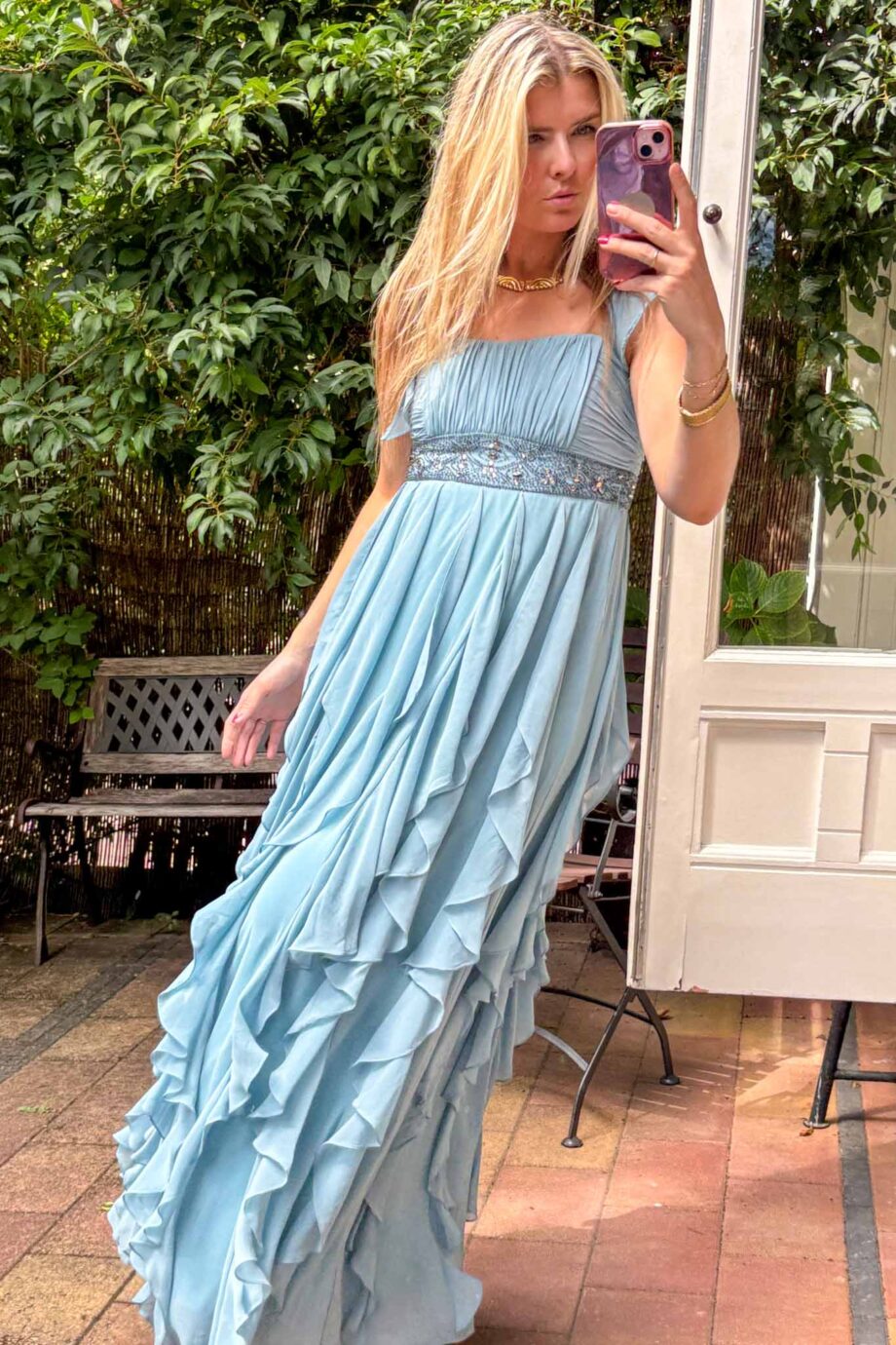The blue moon ruffled romance maxi dress