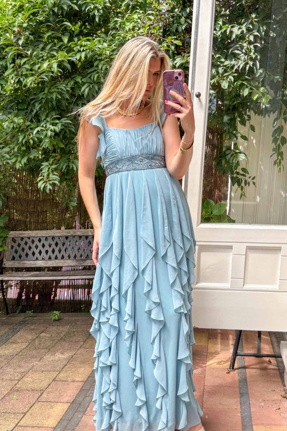 The blue moon ruffled romance maxi dress