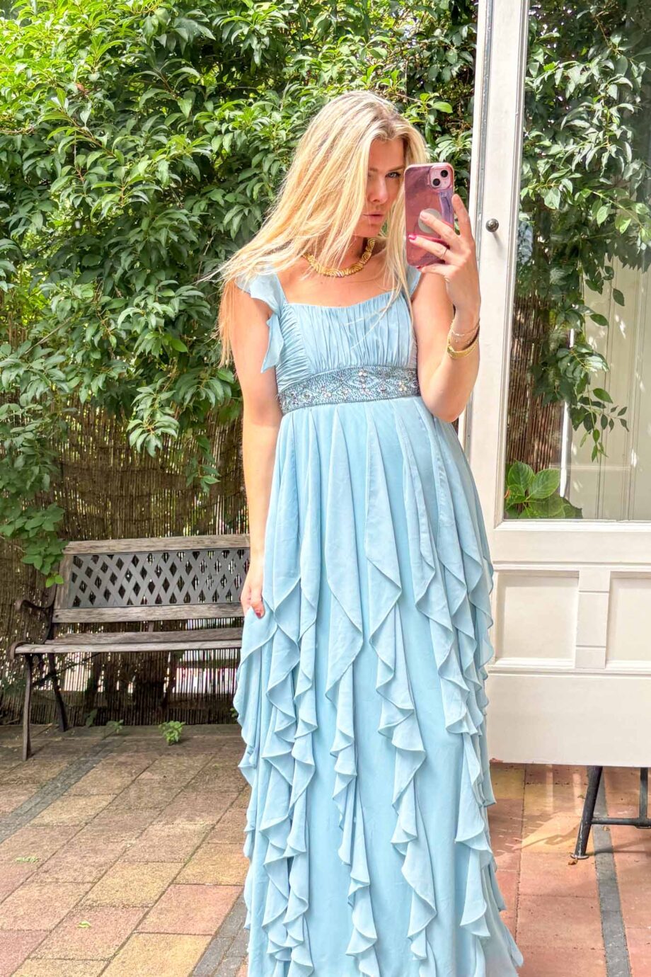 The blue moon ruffled romance maxi dress