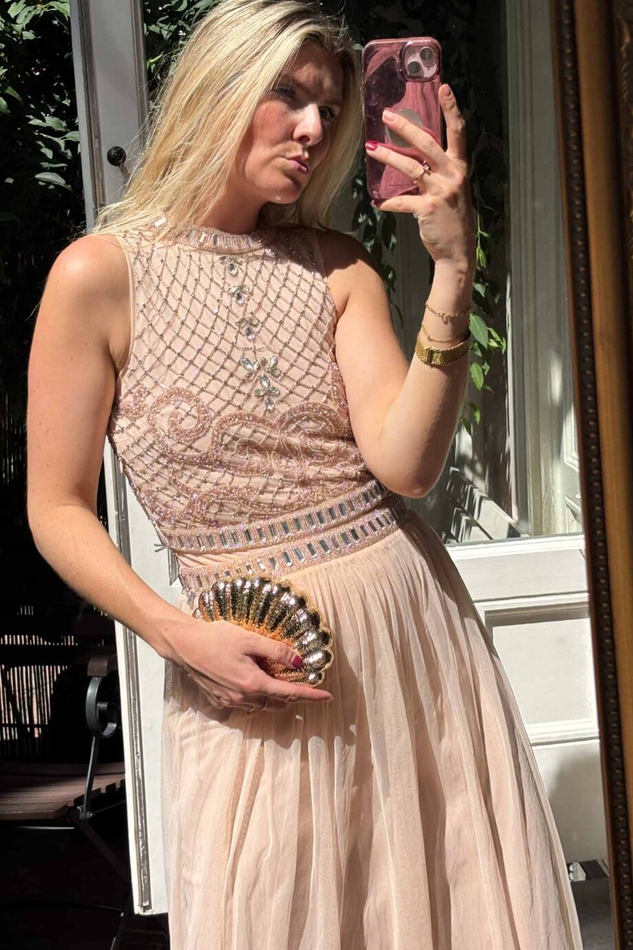 Pearl rose tulle grace maxi dress