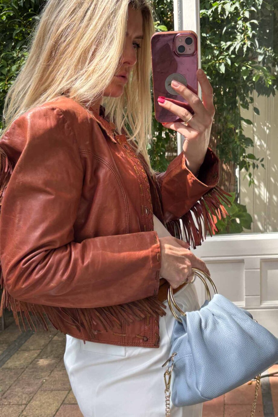The leather 70's cognac fringe dreamers jacket