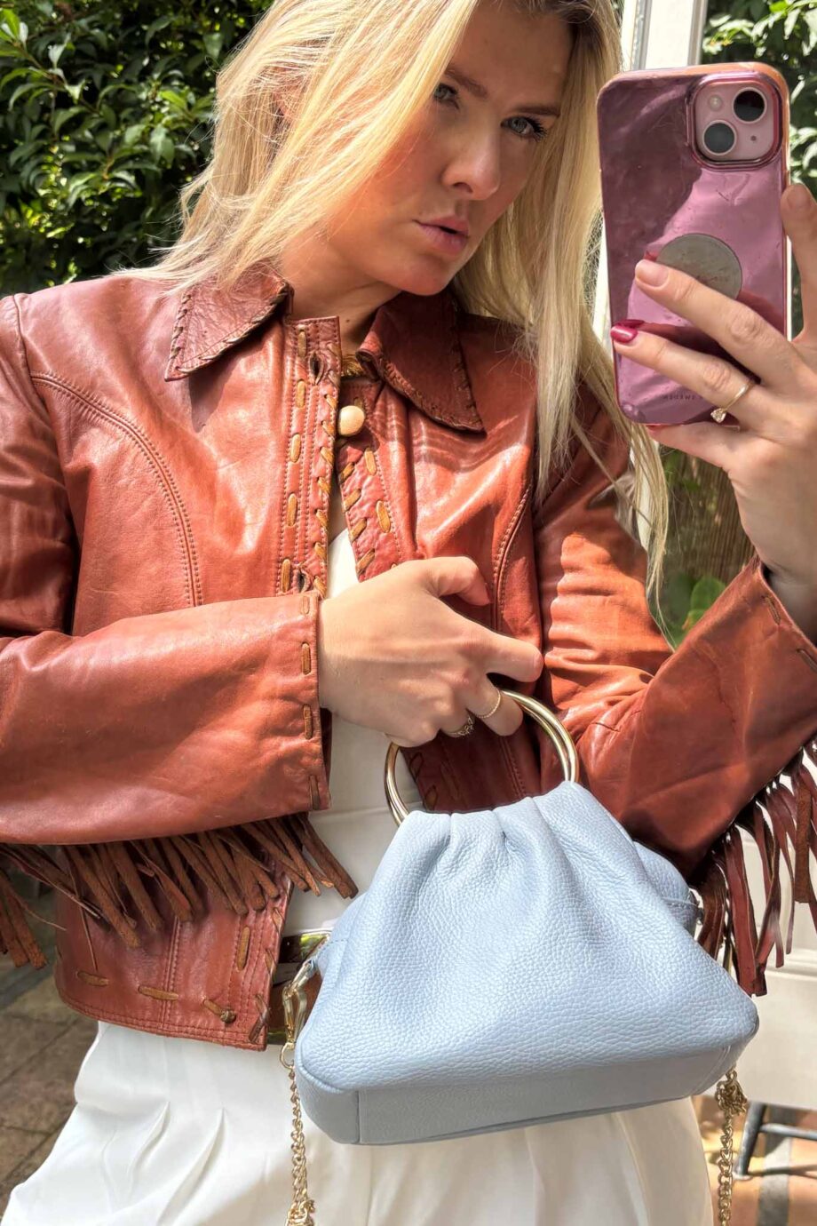 The leather 70's cognac fringe dreamers jacket