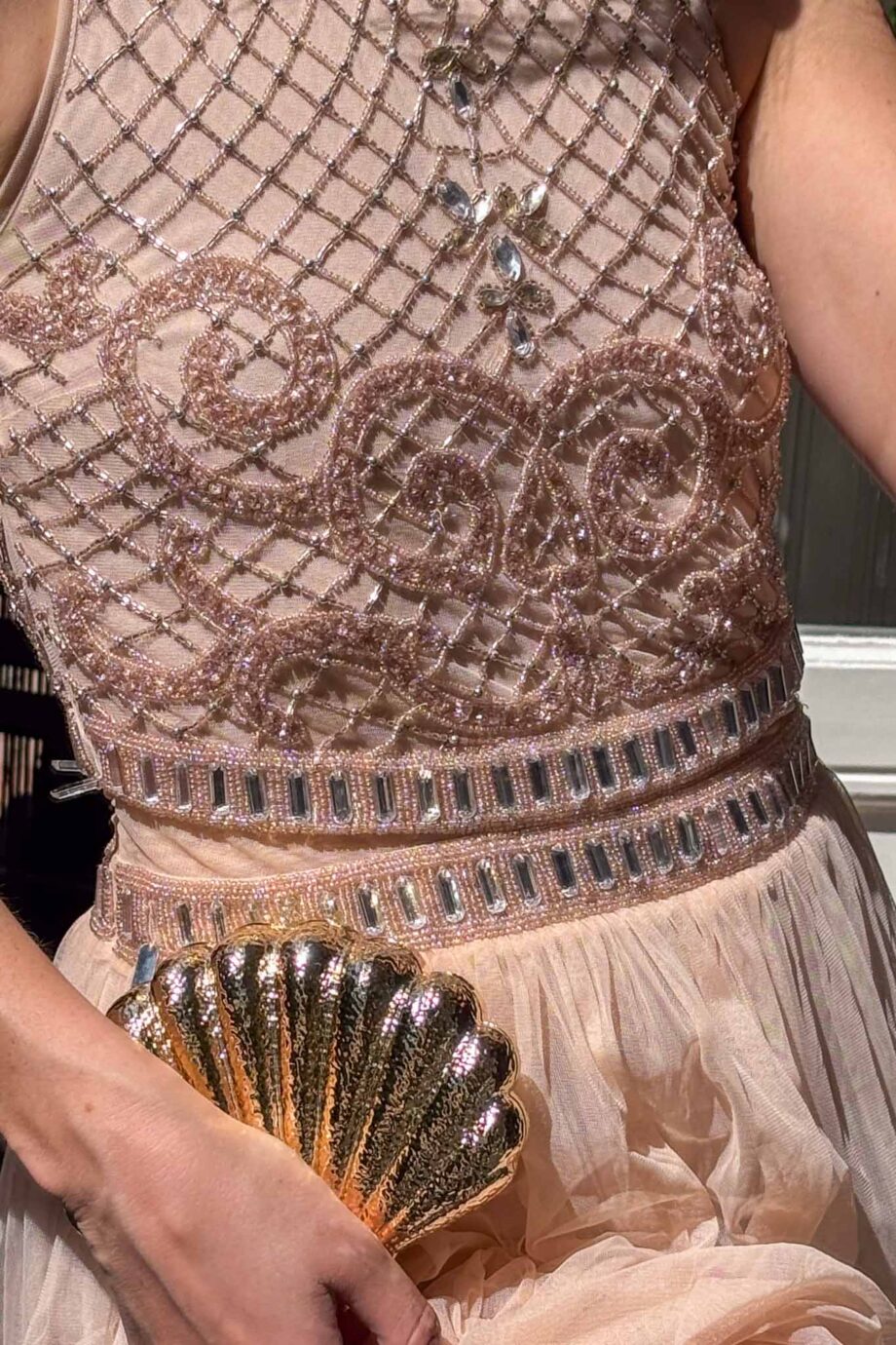 Pearl rose tulle grace maxi dress