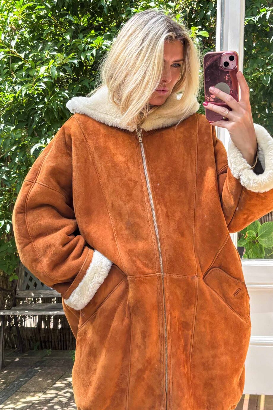 The hooded New York cognac headturning lammycoat