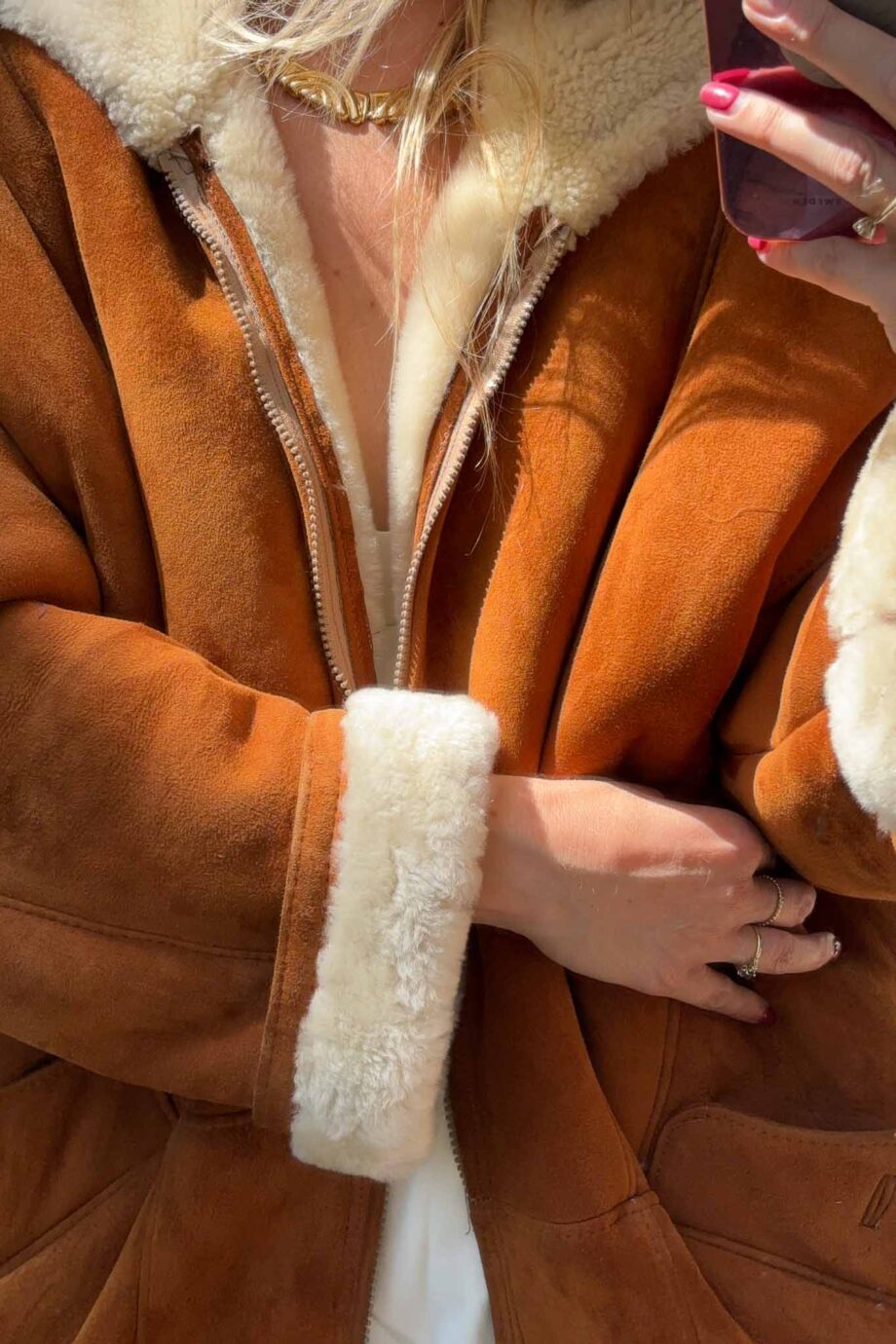 The hooded New York cognac headturning lammycoat