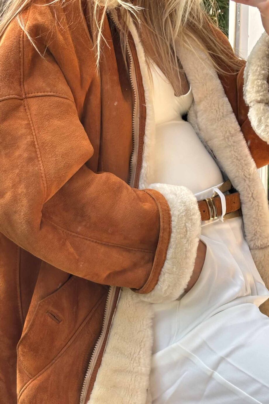 The hooded New York cognac headturning lammycoat