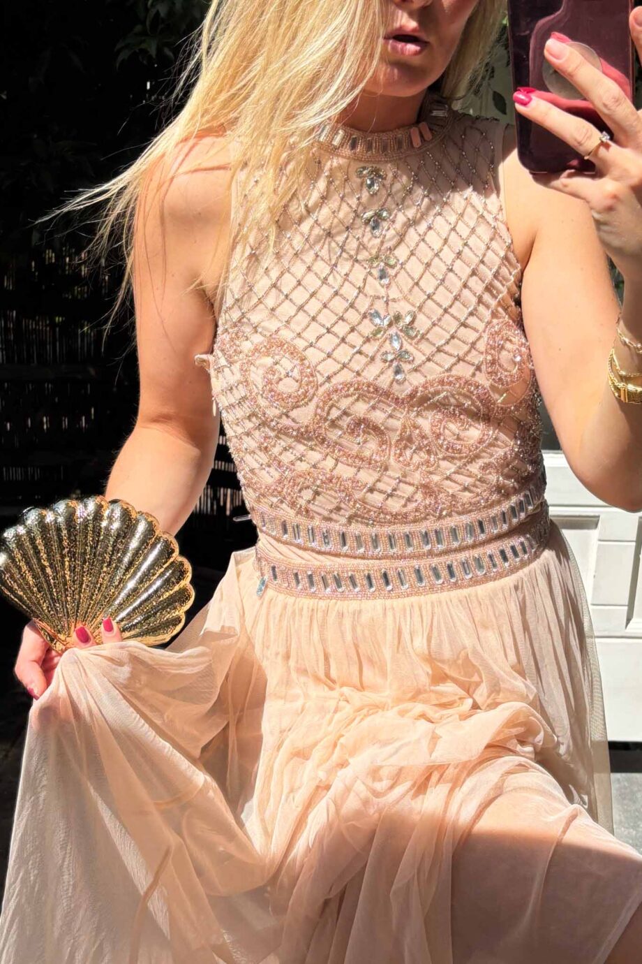Pearl rose tulle grace maxi dress