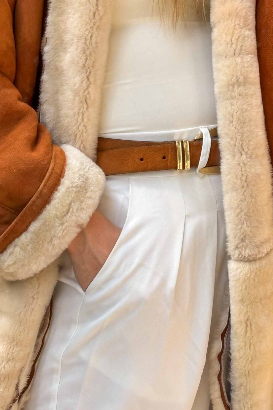 The hooded New York cognac headturning lammycoat