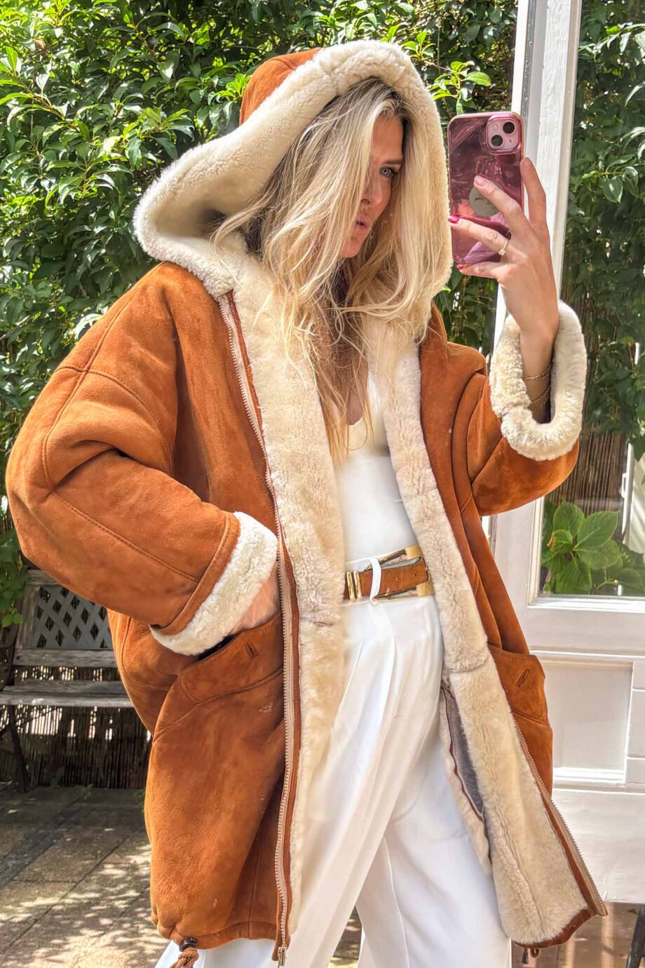 The hooded New York cognac headturning lammycoat