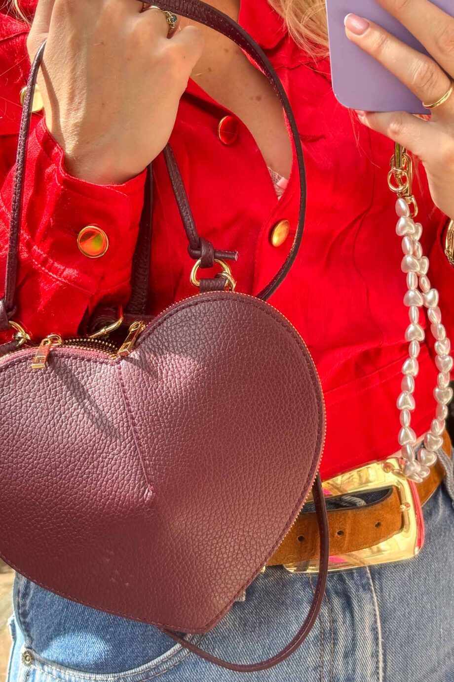 Red Heart Leather Bag from Italia