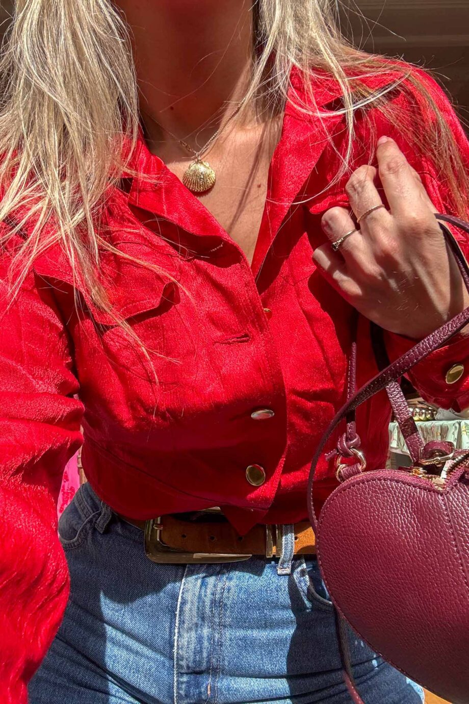 Red Heart Leather Bag from Italia