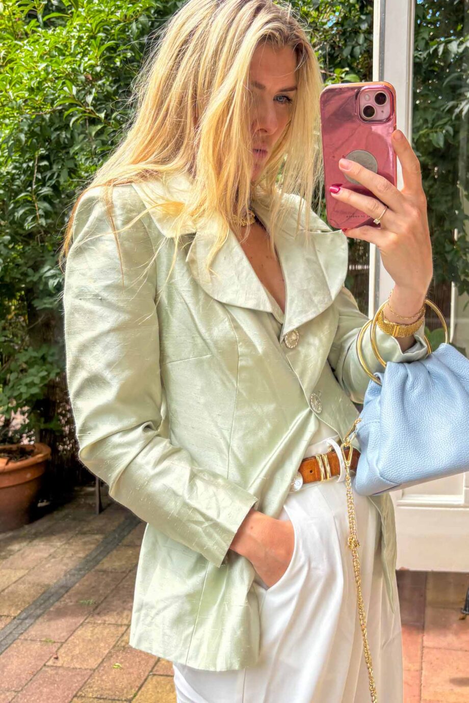 Love story raw silk green blouse by Ginger Aardbei