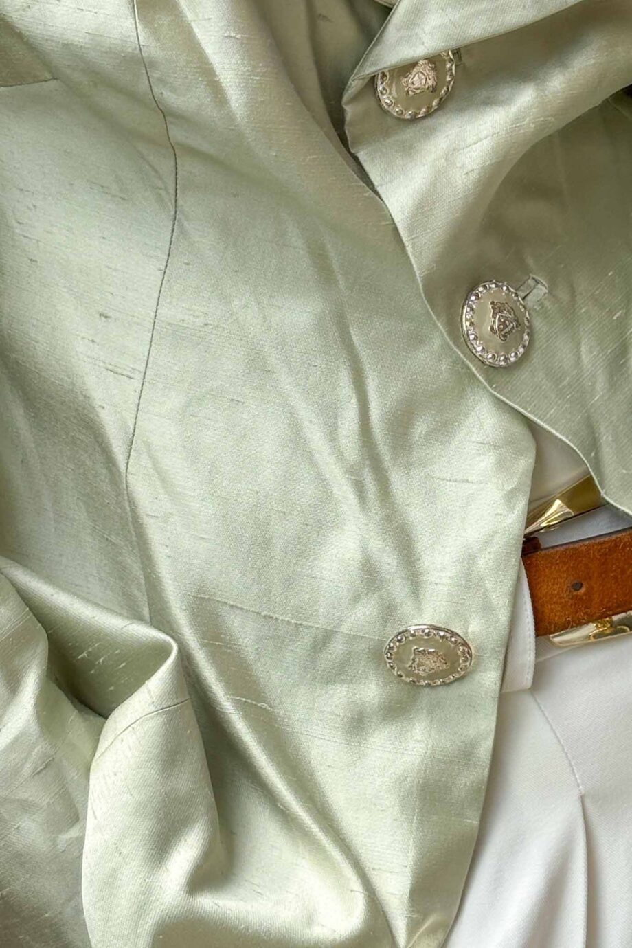 Love story raw silk green blouse by Ginger Aardbei