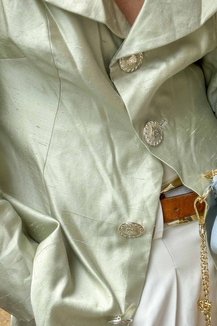 Love story raw silk green blouse by Ginger Aardbei