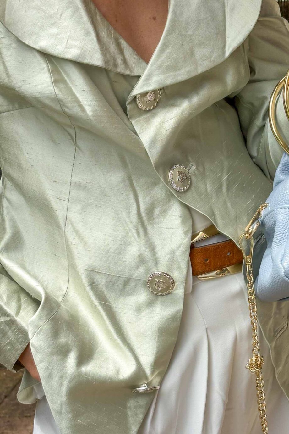 Love story raw silk green blouse by Ginger Aardbei