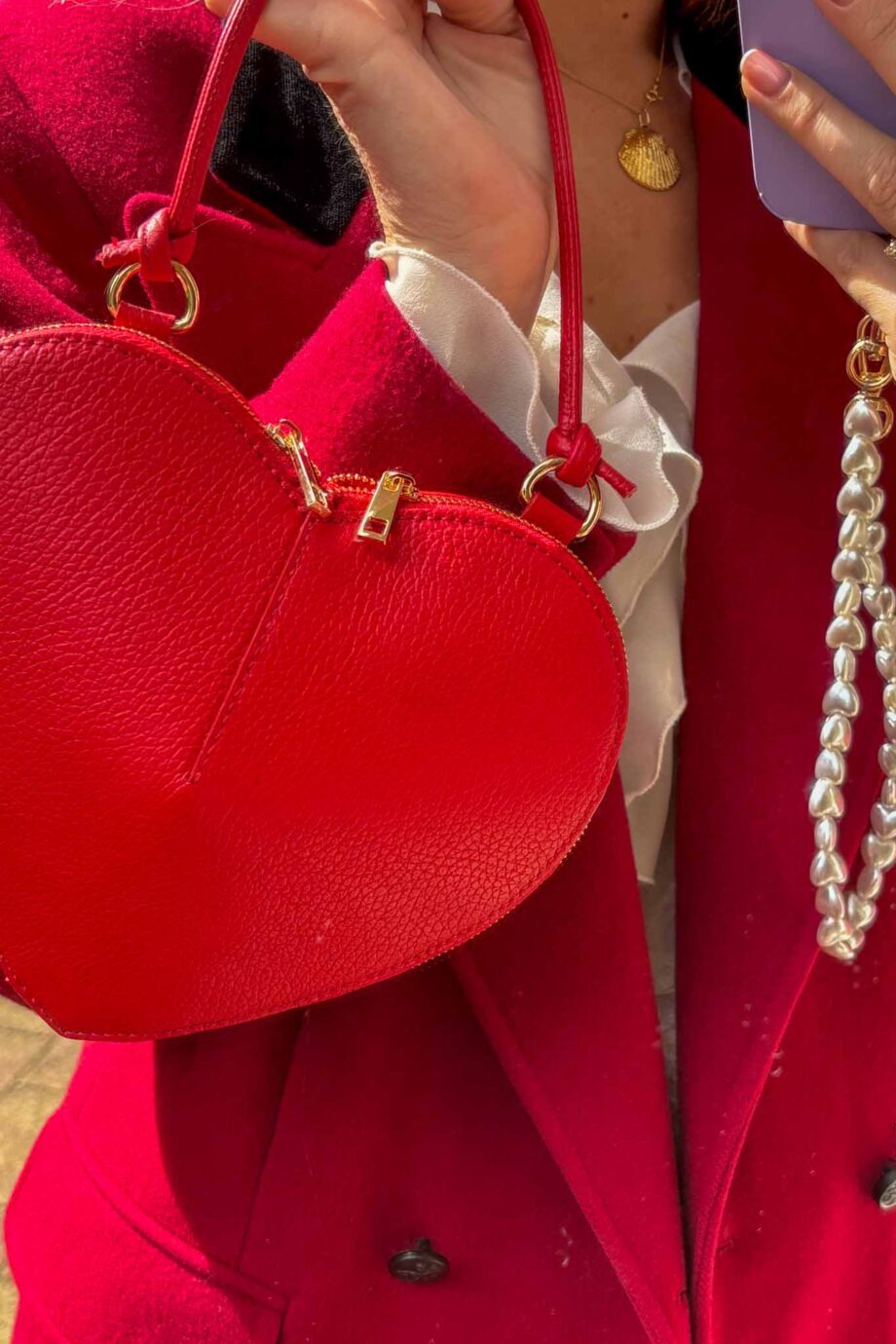 Red Heart Leather Bag from Italia