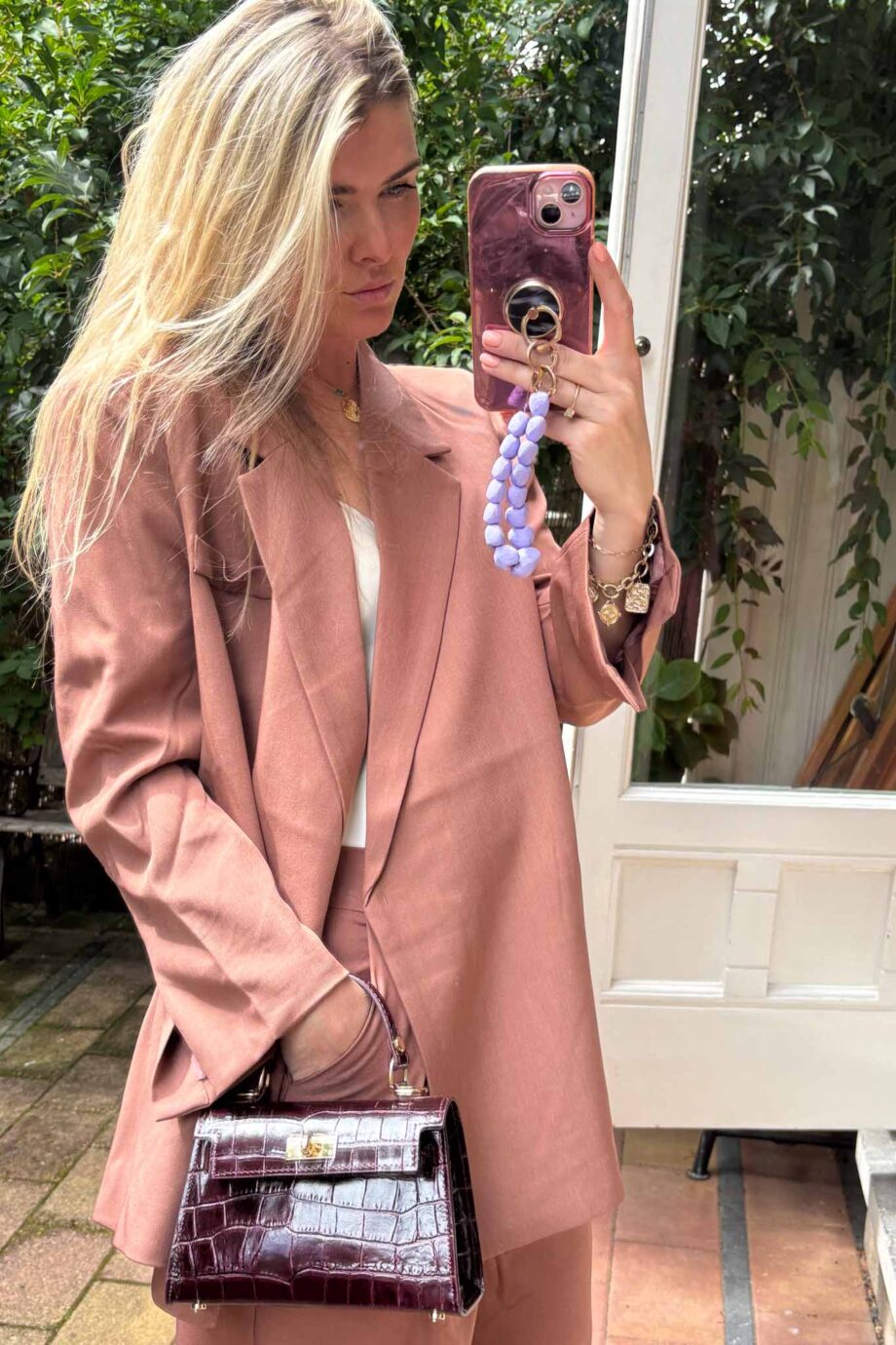 Stunning Italian terracotta pink suit