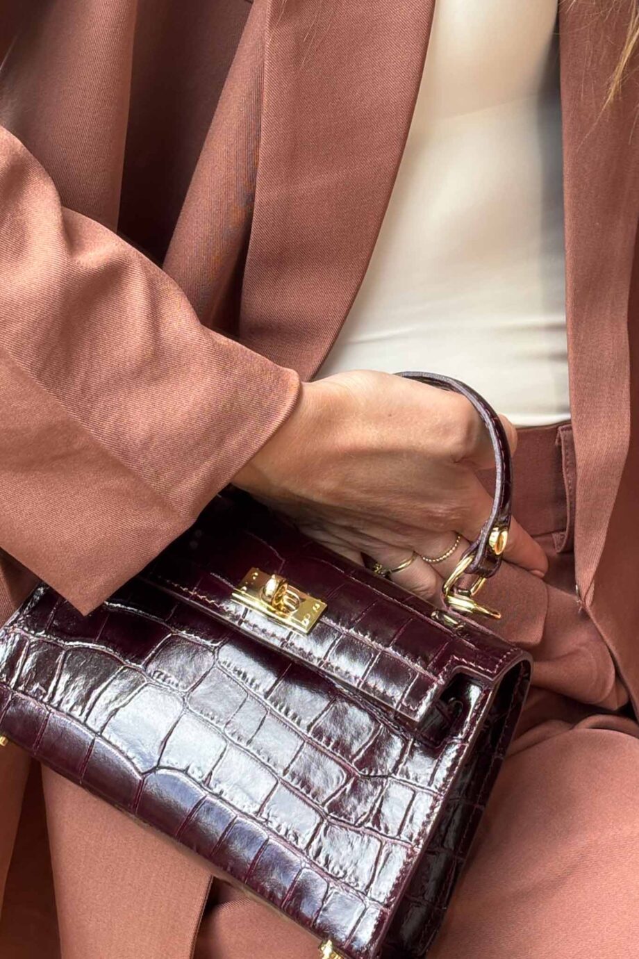 Stunning Italian terracotta pink suit