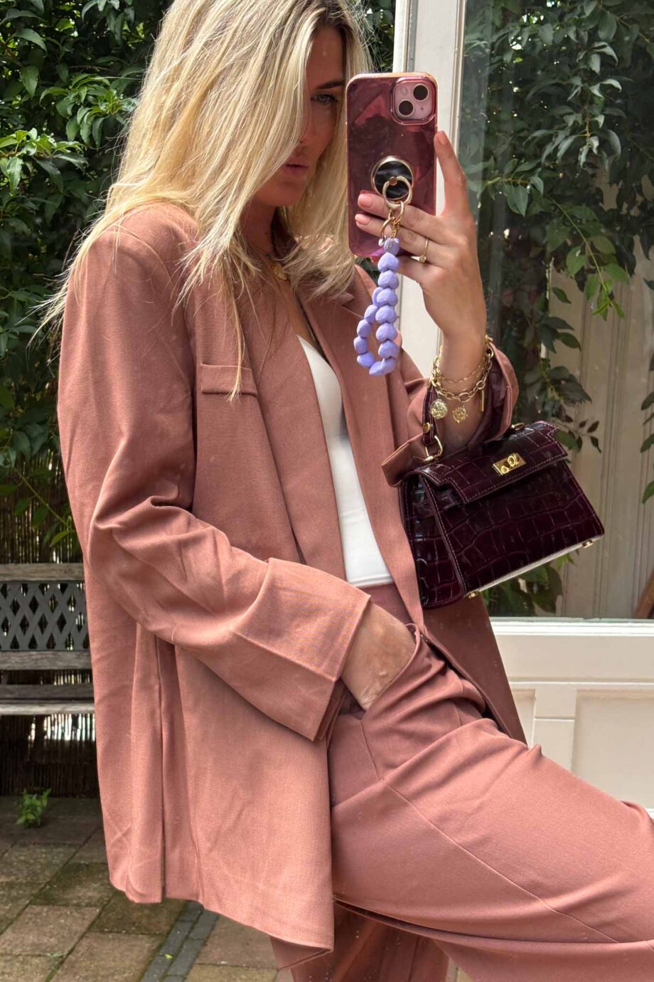 Stunning Italian terracotta pink suit
