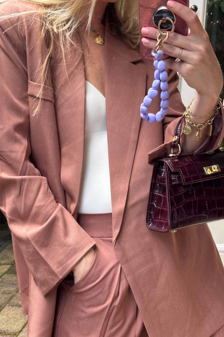 Stunning Italian terracotta pink suit