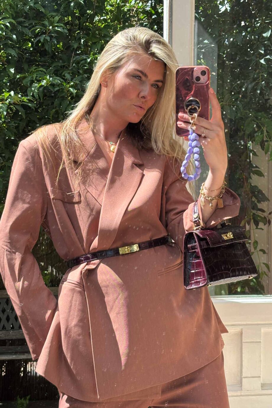 Stunning Italian terracotta pink suit