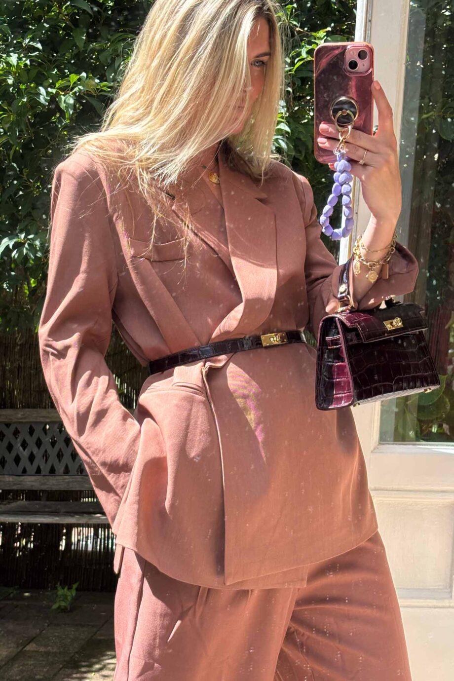 Stunning Italian terracotta pink suit