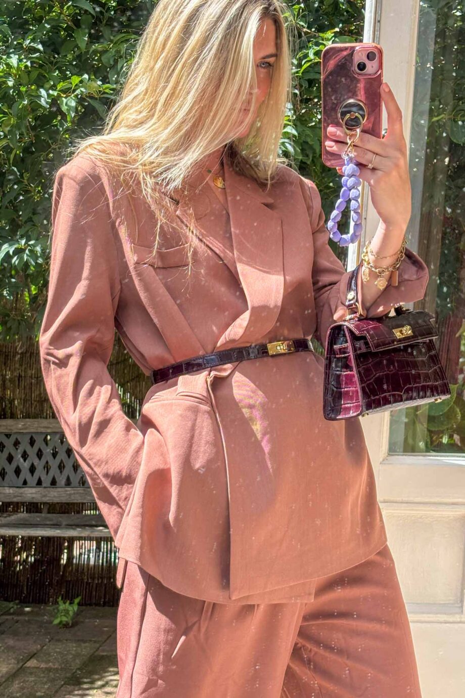 Stunning Italian terracotta pink suit