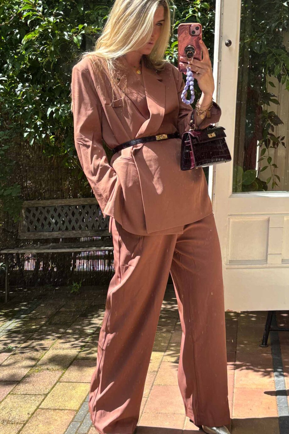 Stunning Italian terracotta pink suit