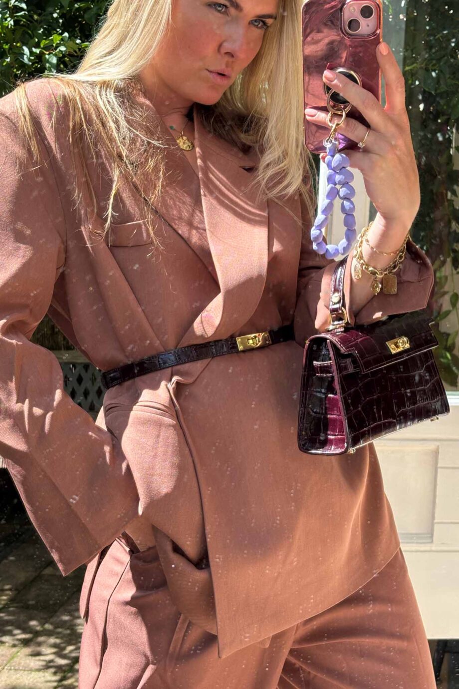Stunning Italian terracotta pink suit