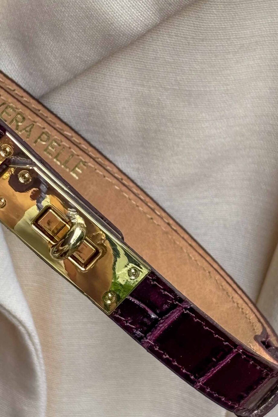 Italian Burgundy leather Croco Belt
