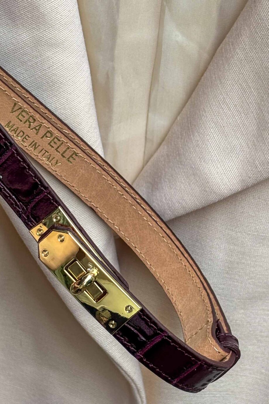 Italian Burgundy leather Croco Belt