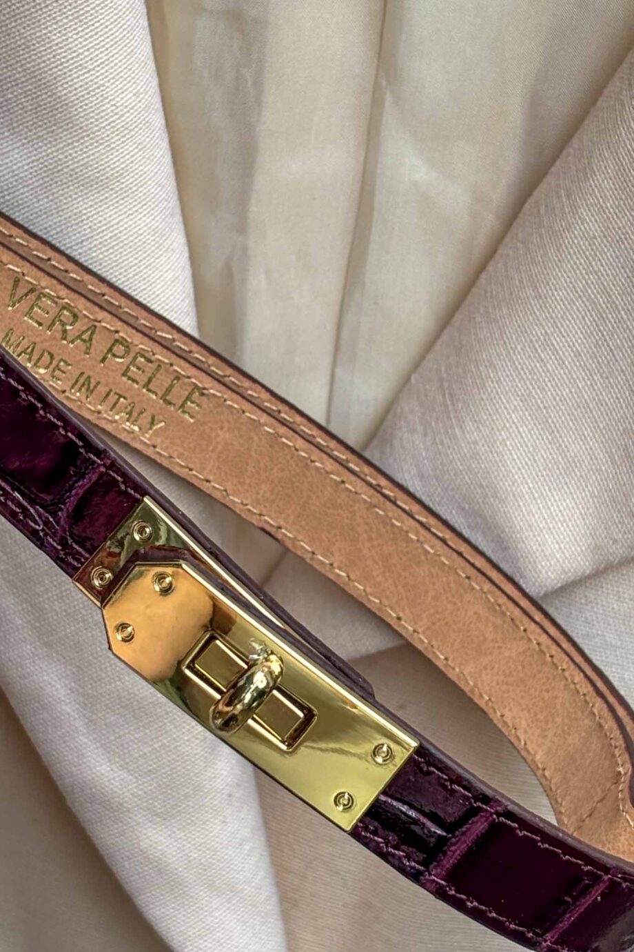 Italian Burgundy leather Croco Belt