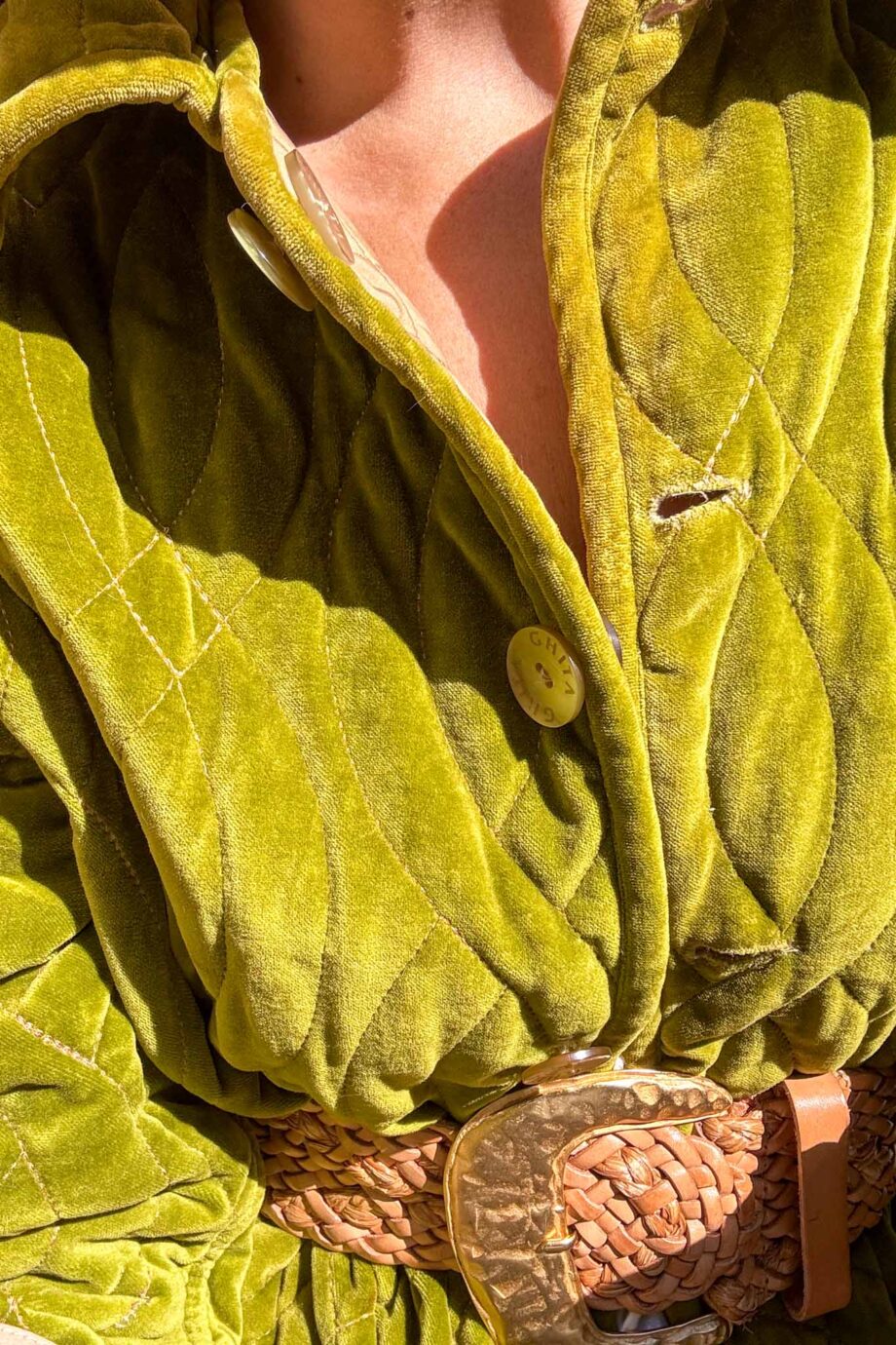 The Golden olive gem velvet jacket