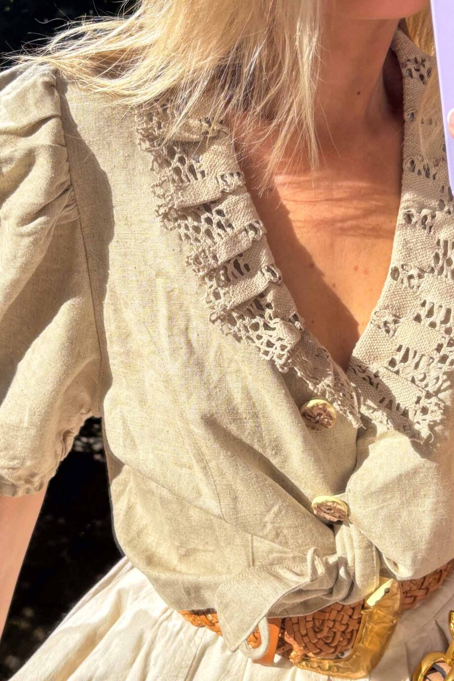 The Riviera blouse linen embroidered blouse