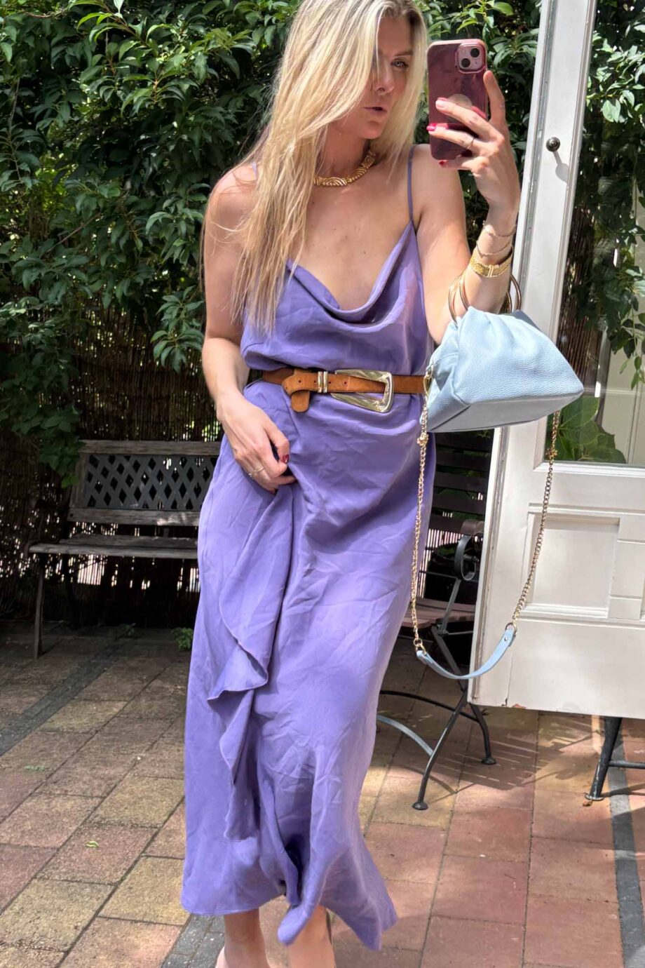 Purple haze dreamers ruffled Italian dress