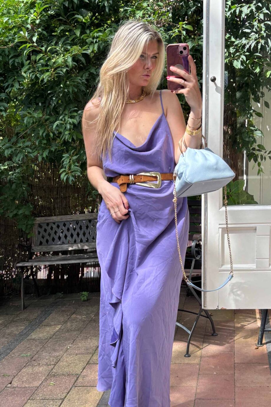 Purple haze dreamers ruffled Italian dress