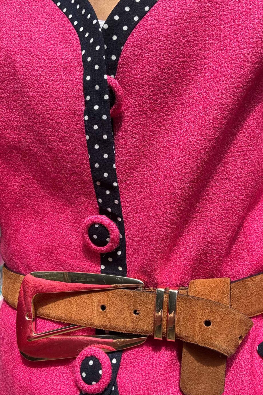 Fuchsia coeur polka dot blazer with a twist