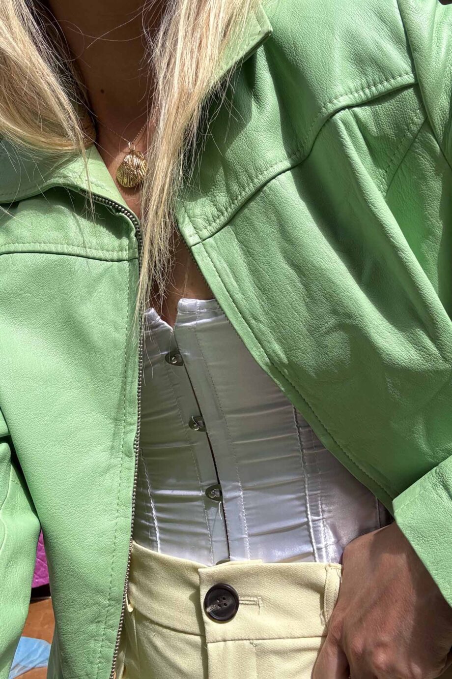 Lime line leather jacket ’90s sleek