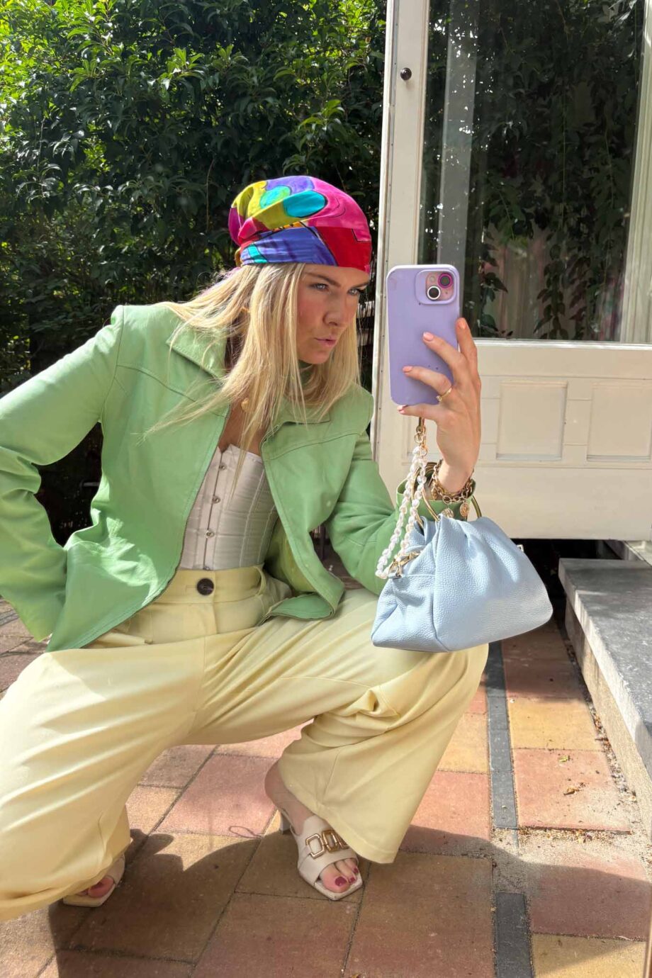 Lime line leather jacket ’90s sleek