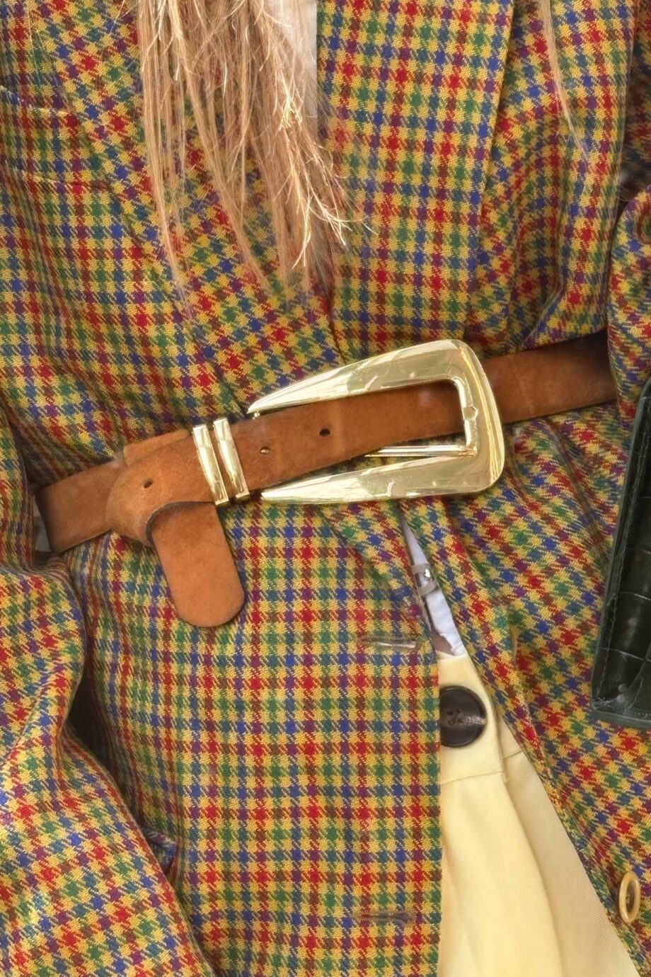 Runway gingham blazer, red, blue & camel