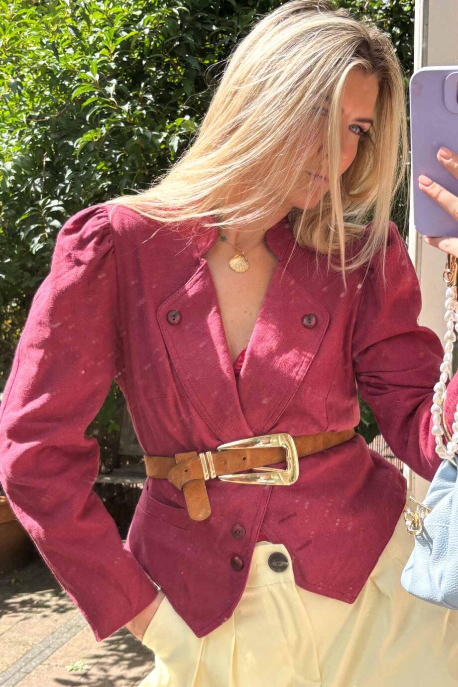 Mauve muse plissée italian vintage blazer