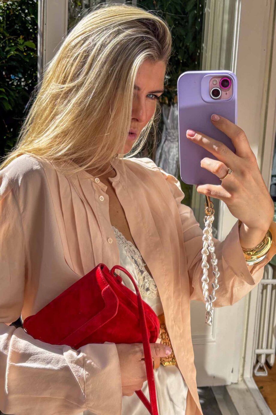 The Rosé silk Italian blouse