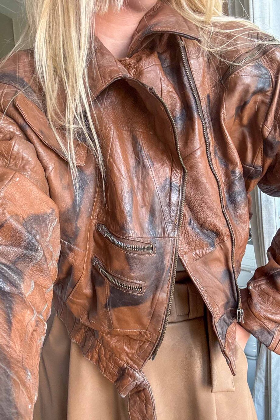 Caramel crush leather vintage jacket