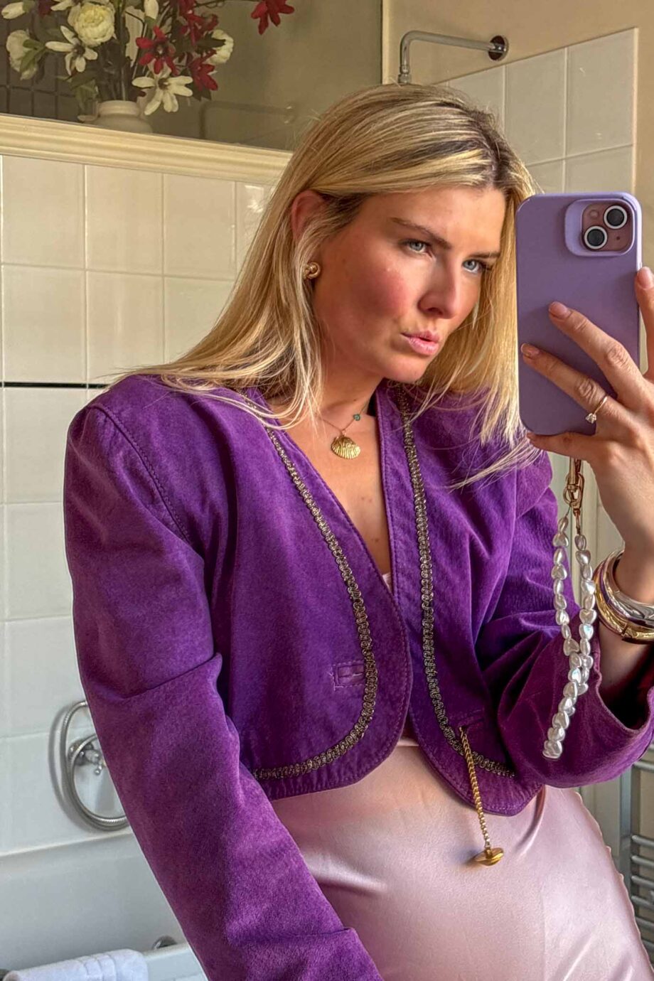 Haze lover suede embroidered crop jacket