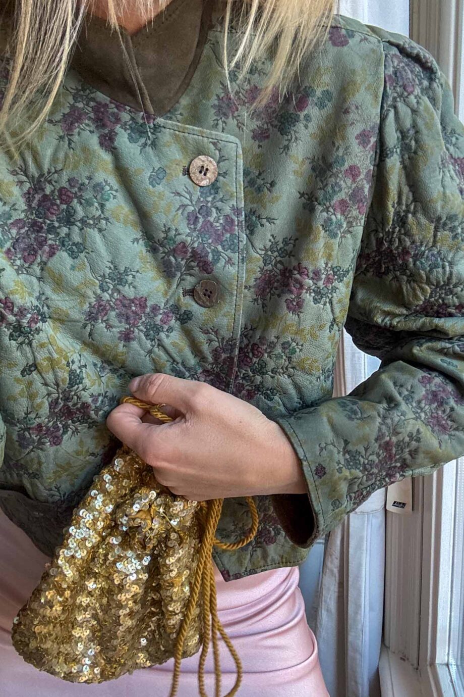 Leather ma fleur padded leather jacket