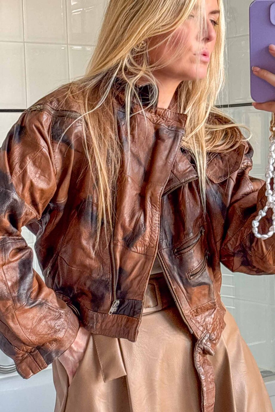Caramel crush leather vintage jacket