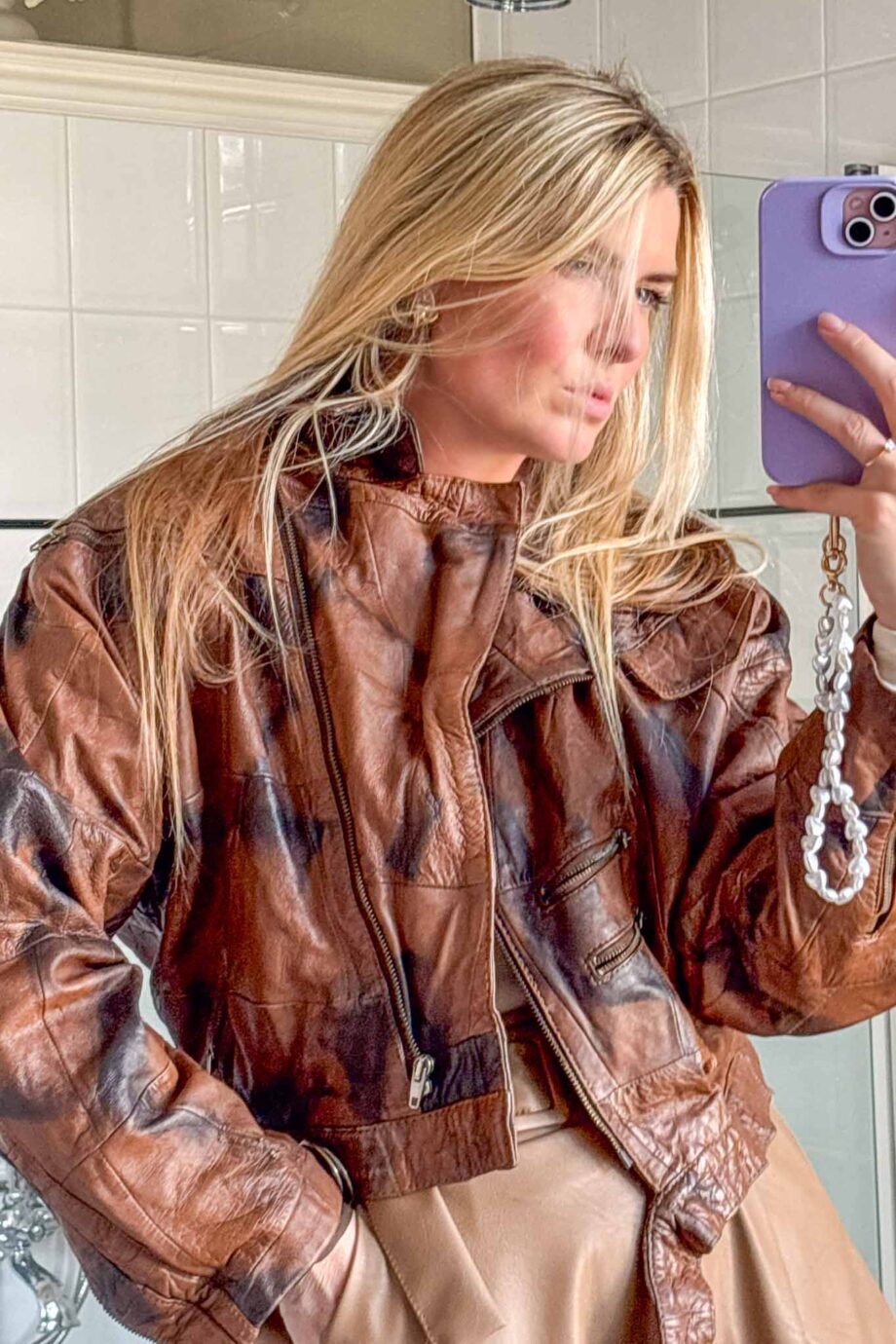 Caramel crush leather vintage jacket