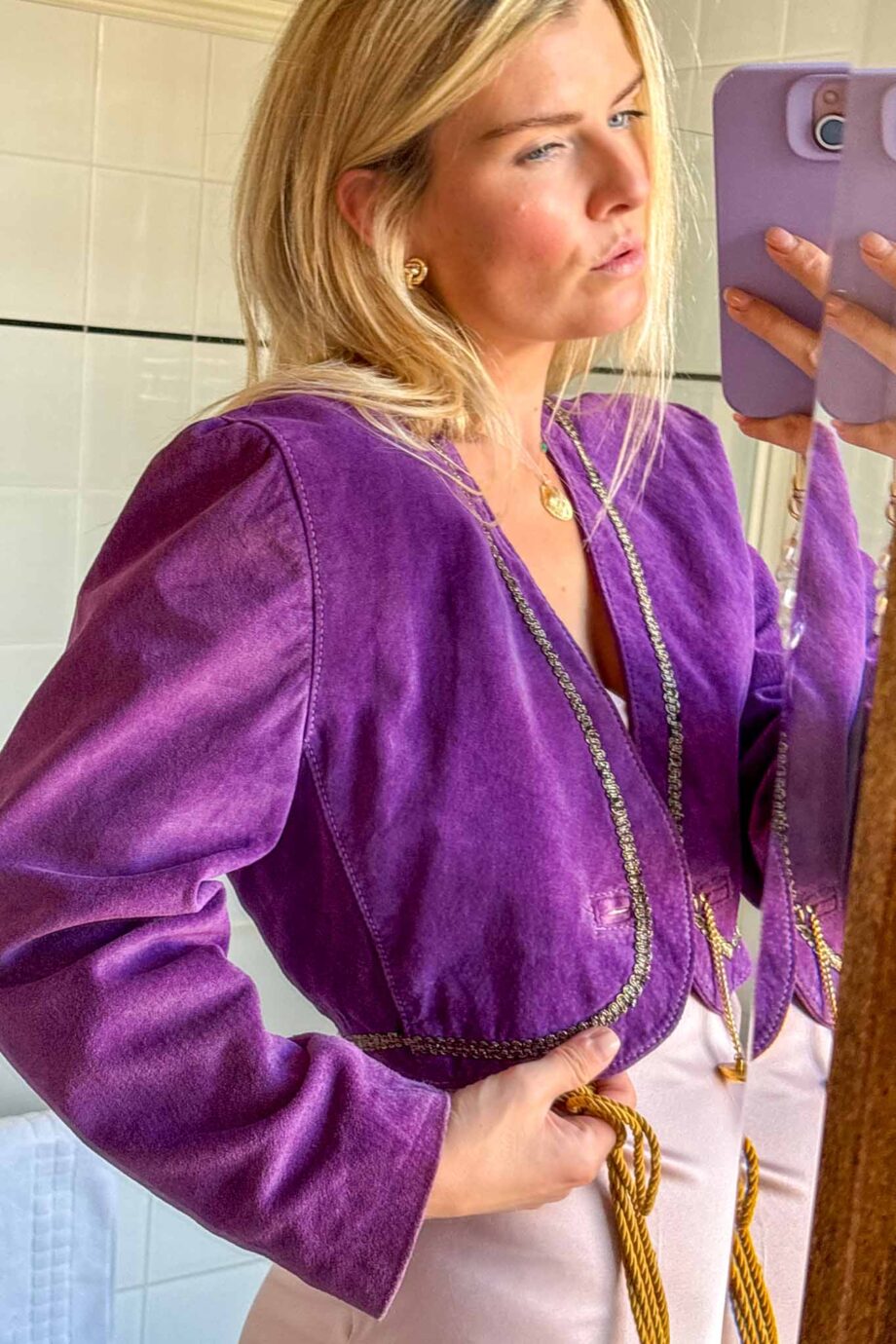 Haze lover suede embroidered crop jacket