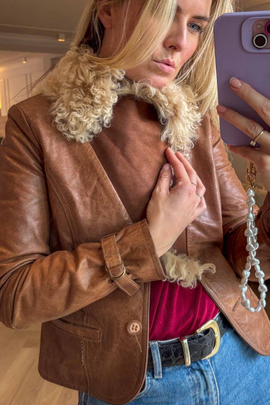 The desire 70s lammy mongolian sheep leather coat