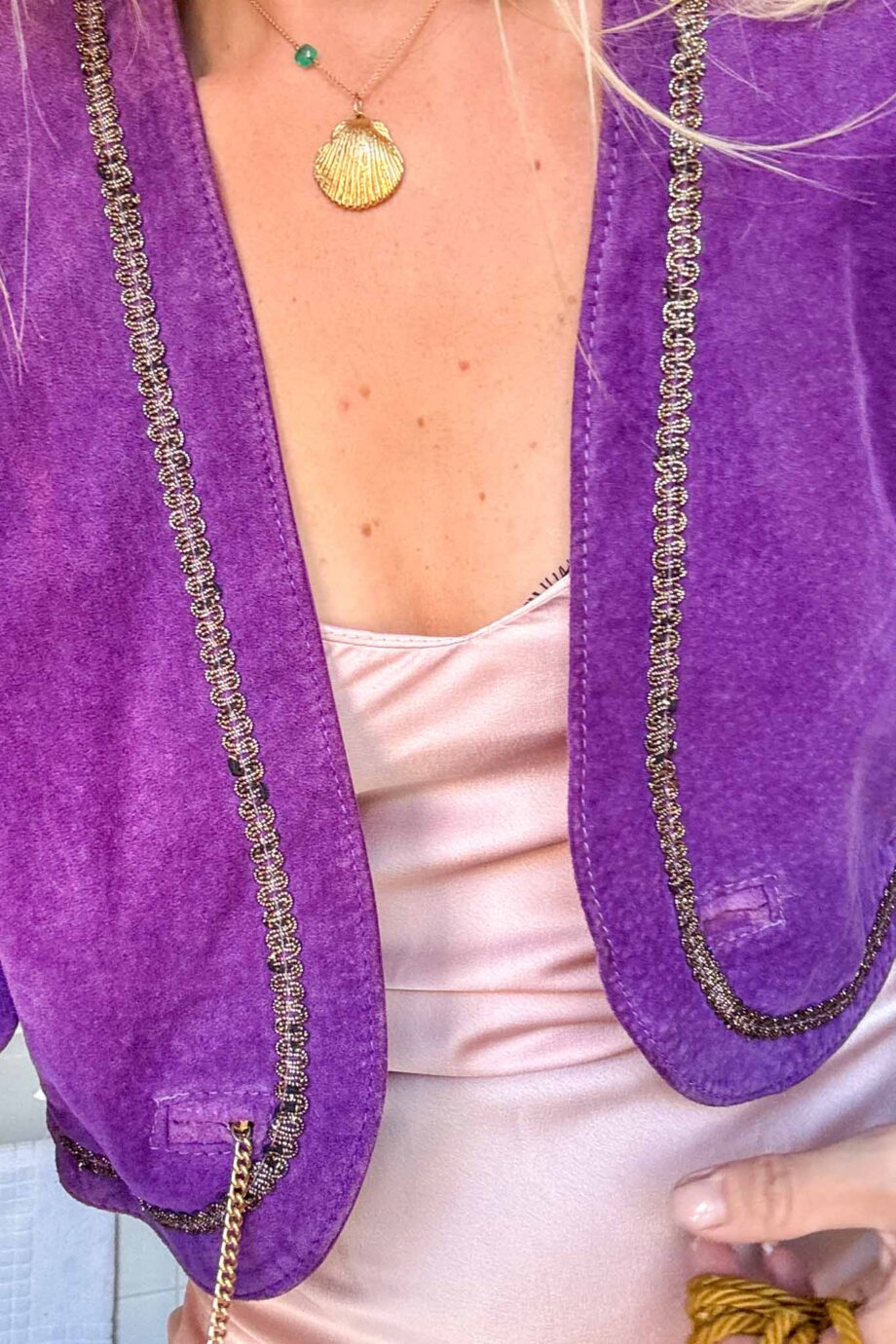 Haze lover suede embroidered crop jacket